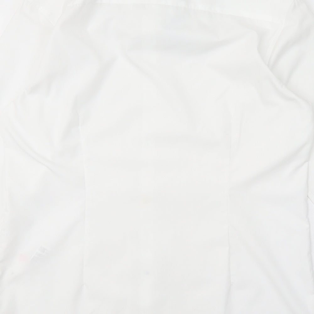 Burton Mens White 100% Cotton Dress Shirt Size M Collared Button