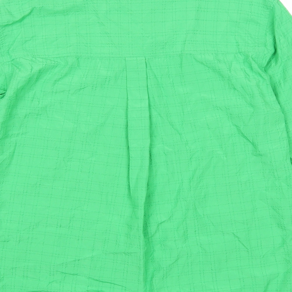 Marks and Spencer Womens Green Geometric Modal Basic Button-Up Size 8 Round Neck