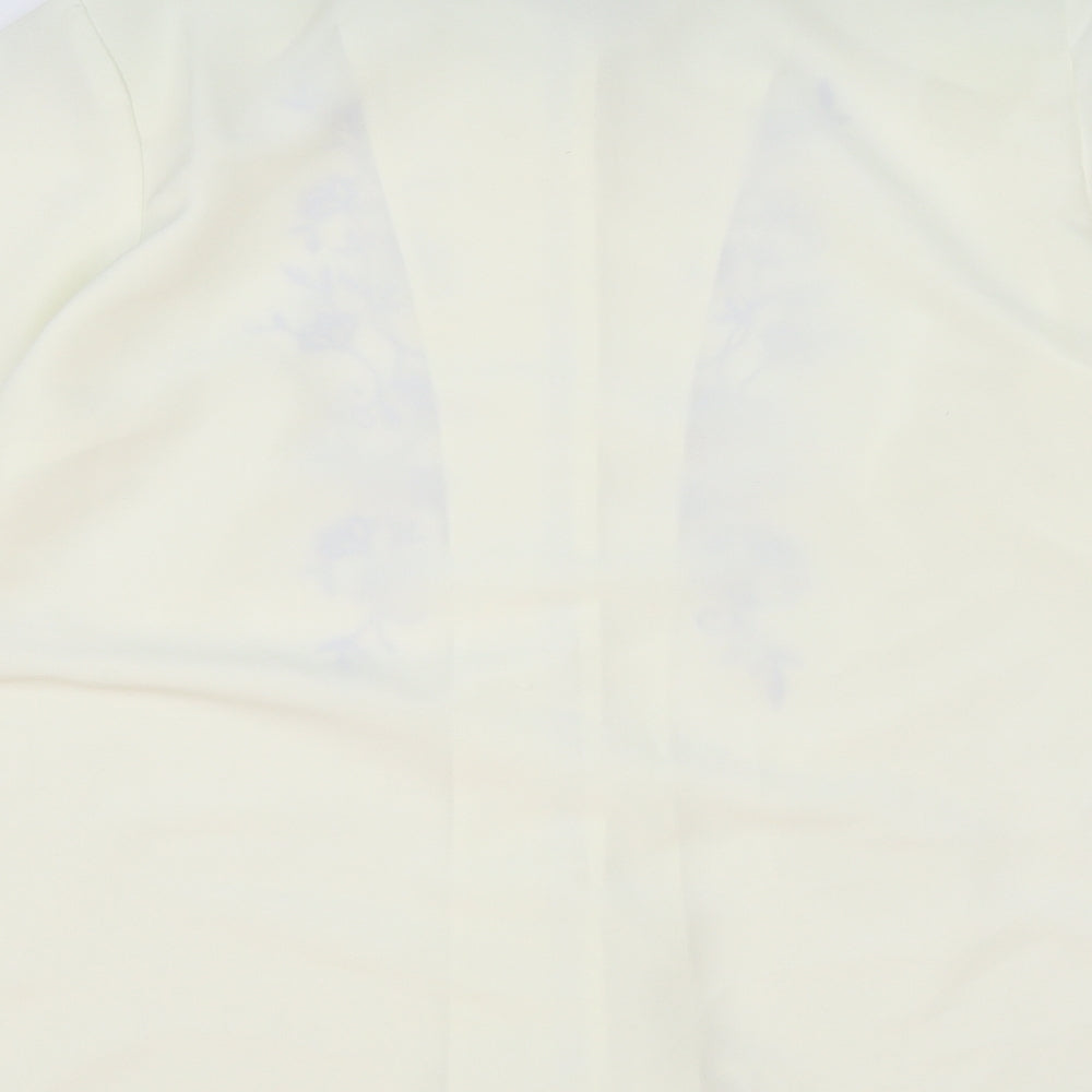 Daxon Womens Ivory Floral Polyester Basic Button-Up Size 14 Collared