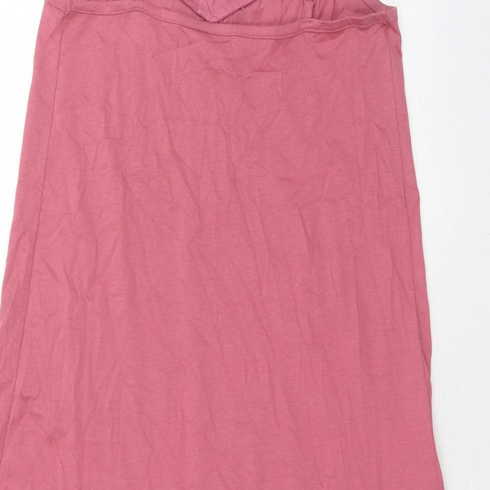 Marks and Spencer Womens Pink Cotton Tank Dress Size S V-Neck Pullover