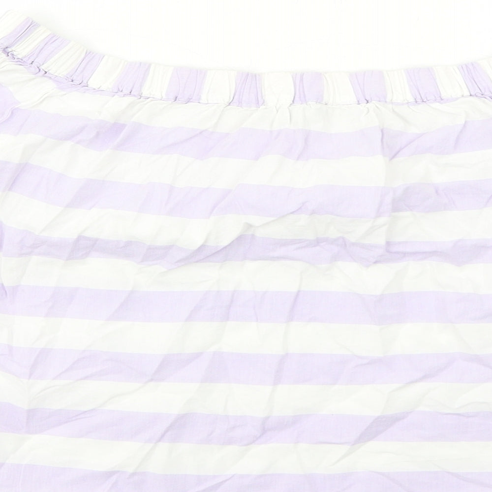 Marks and Spencer Womens Purple Striped Cotton Basic Blouse Size 12 Off the Shoulder - Bardot