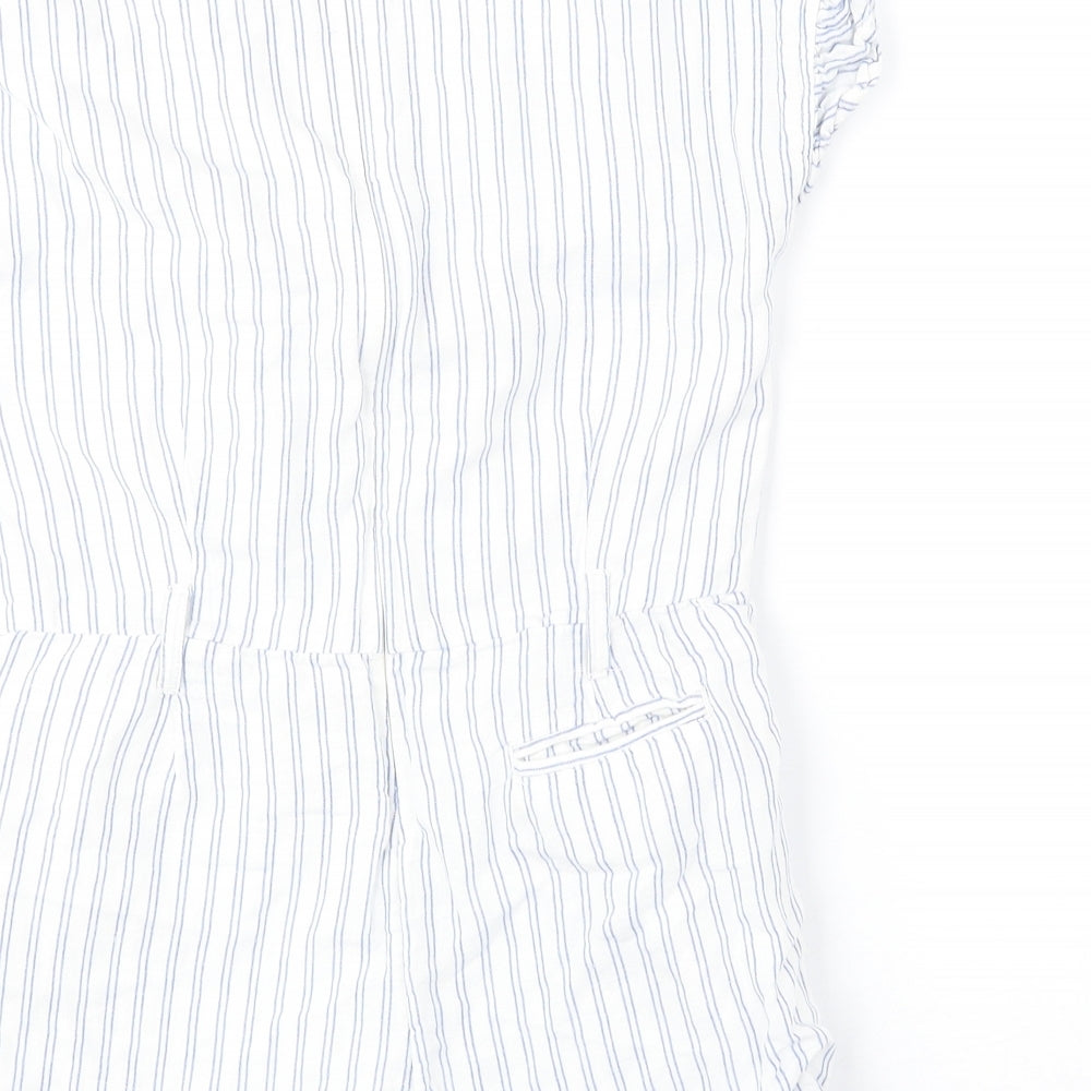Autograph Girls White Striped Linen Playsuit One-Piece Size 9-10 Years Zip