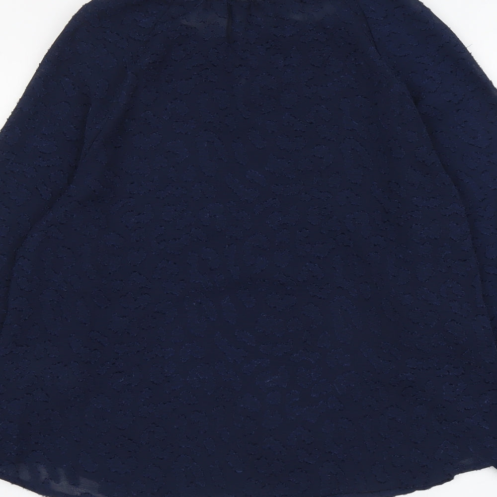 Marks and Spencer Womens Blue Animal Print Polyester Basic Blouse Size 8 Round Neck - Leopard Print
