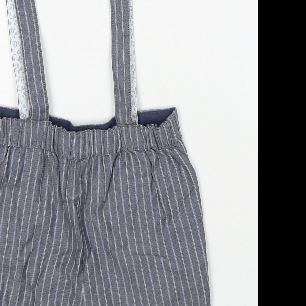 John Lewis Boys Grey Striped Cotton Dungaree One-Piece Size 18-24 Months Button