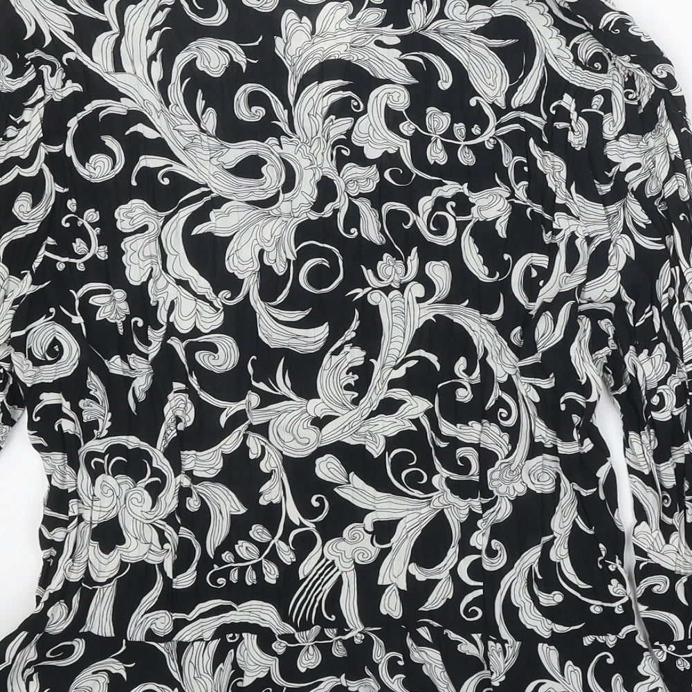 Violet & Claire Womens Black Geometric Polyester Basic Button-Up Size L Collared
