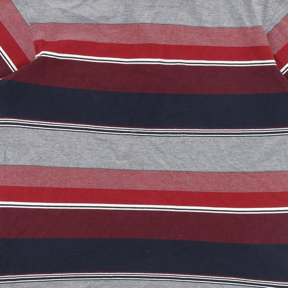 Debenhams Mens Multicoloured Striped 100% Cotton Polo Size M Collared Button