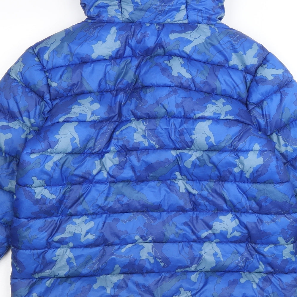 Fortnite Boys Blue Geometric Quilted Jacket Size 9-10 Years Zip