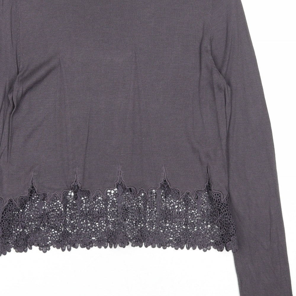 Divided Womens Grey Scoop Neck Polyester Pullover Jumper Size M