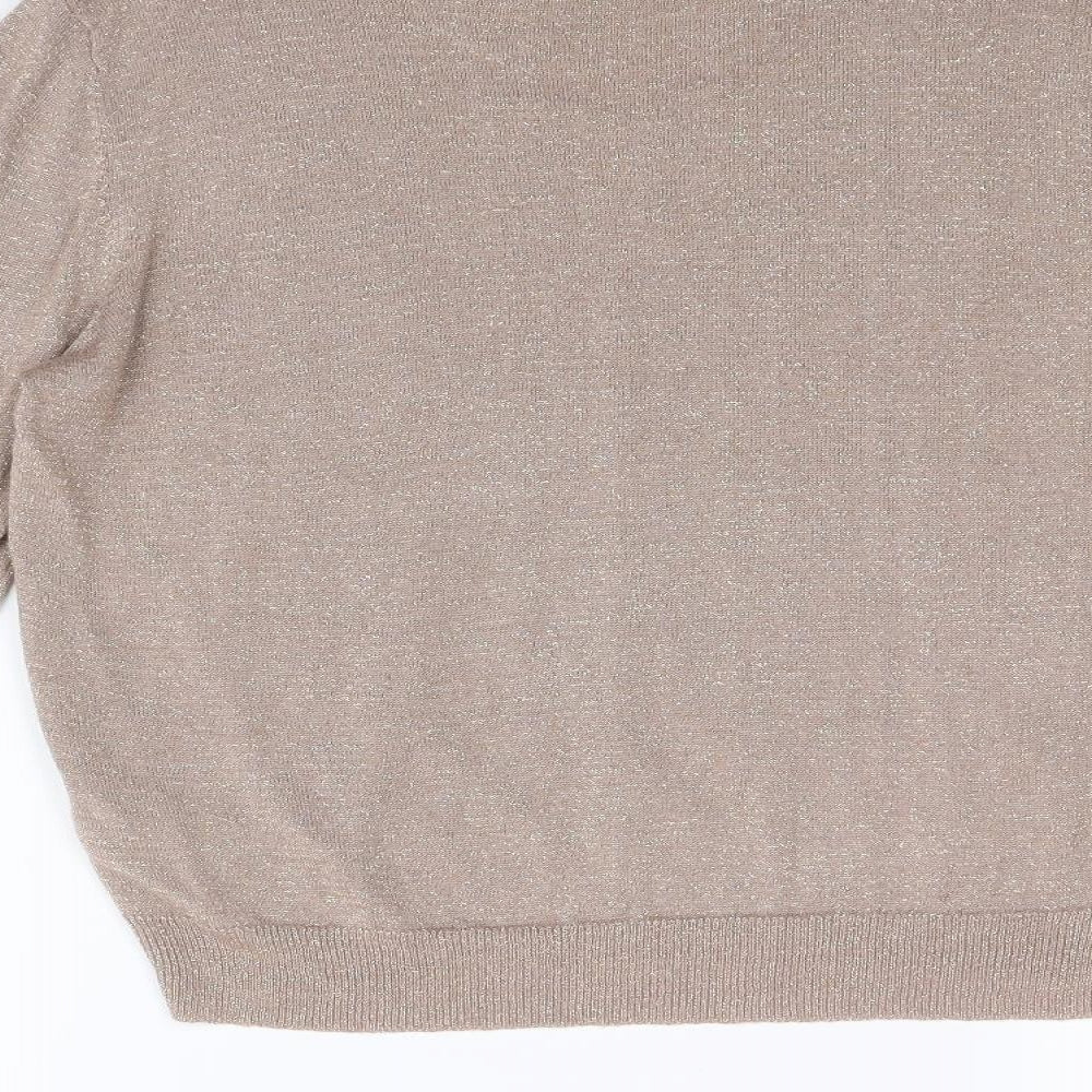 Topshop Womens Gold Round Neck Viscose Pullover Jumper Size 12