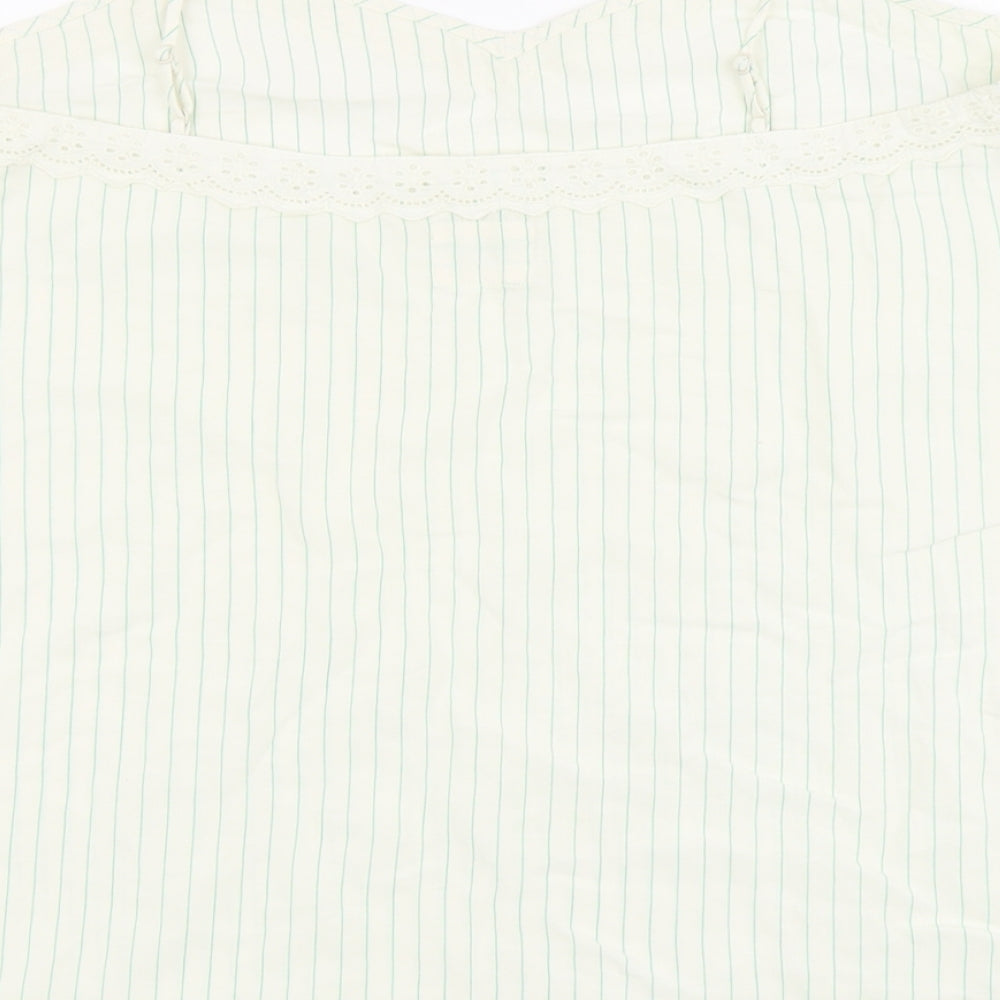 Marks and Spencer Womens Beige Striped Viscose Basic Tank Size 18 V-Neck