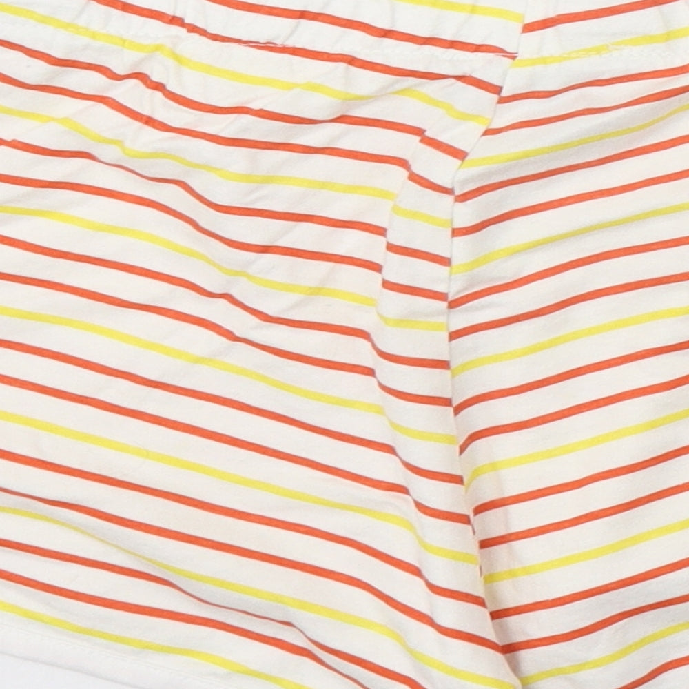 Primark Womens Ivory Striped 100% Cotton Sweat Shorts Size L Regular Drawstring