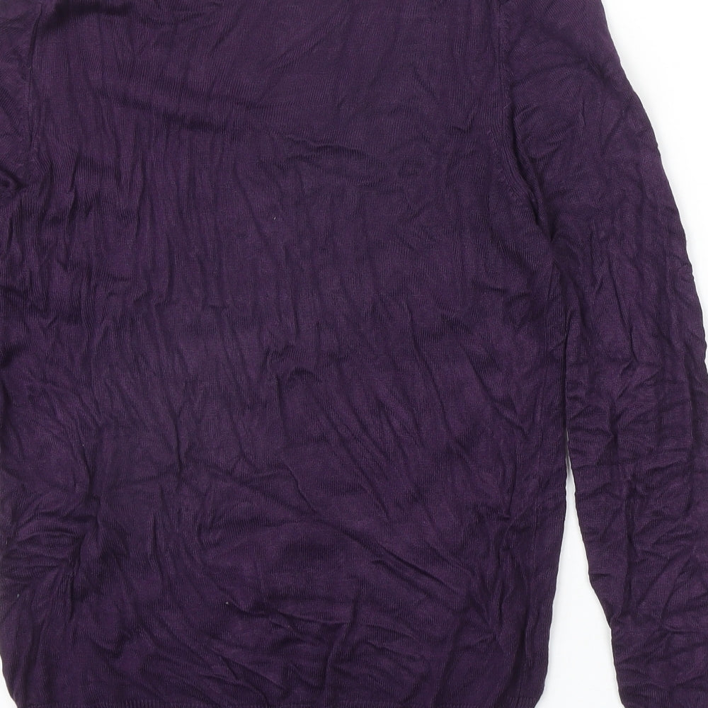 Marks and Spencer Womens Purple V-Neck Acrylic Pullover Jumper Size 10