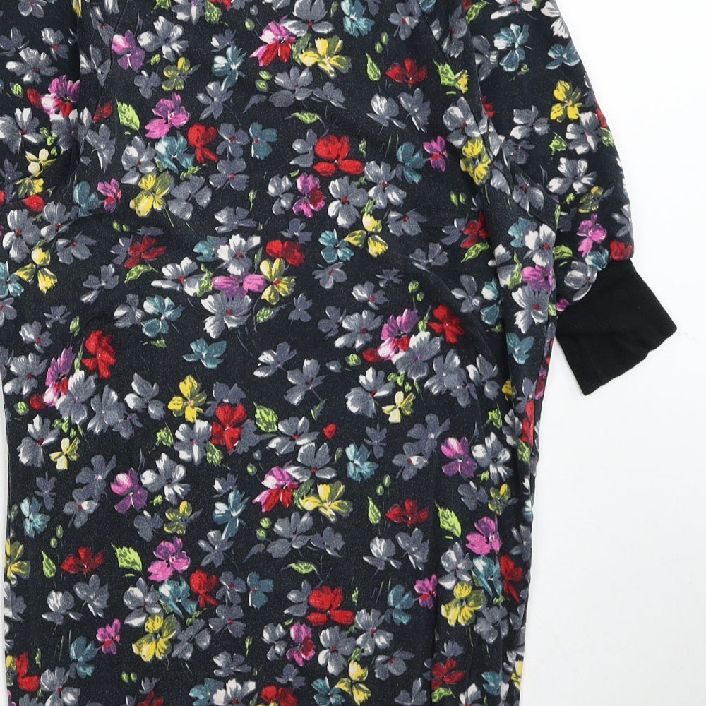 French Connection Womens Multicoloured Floral Viscose Tunic T-Shirt Size XS Boat Neck