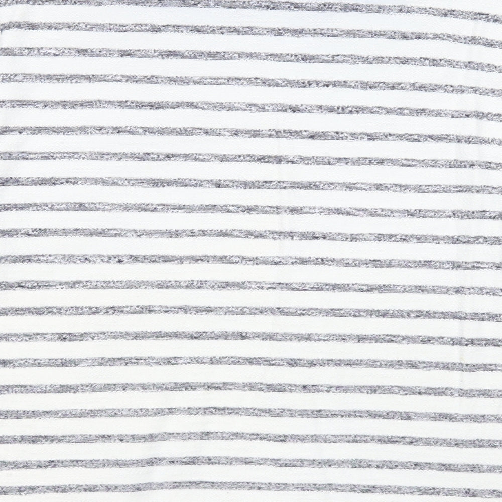 Falmer Heritage Womens White Round Neck Striped Polyester Pullover Jumper Size 14