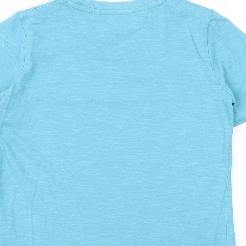TU Boys Blue 100% Cotton Basic T-Shirt Size 4 Years Round Neck Pullover