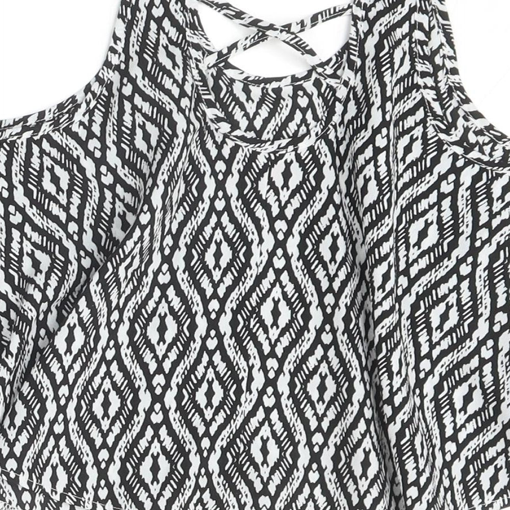 Young Dimension Girls Beige Geometric Polyester Basic Blouse Size 8-9 Years Scoop Neck Pullover - Cold Shoulder