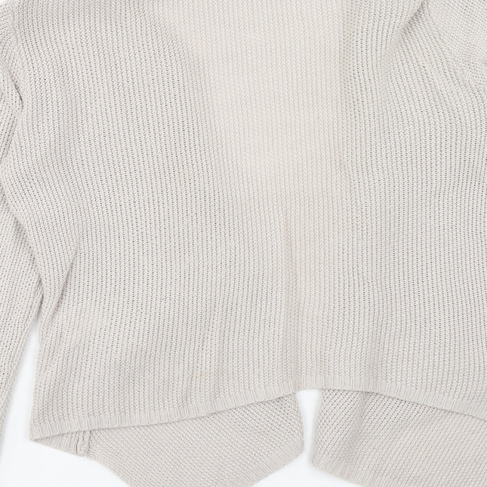 H&M Womens Beige V-Neck Acrylic Cardigan Jumper Size S