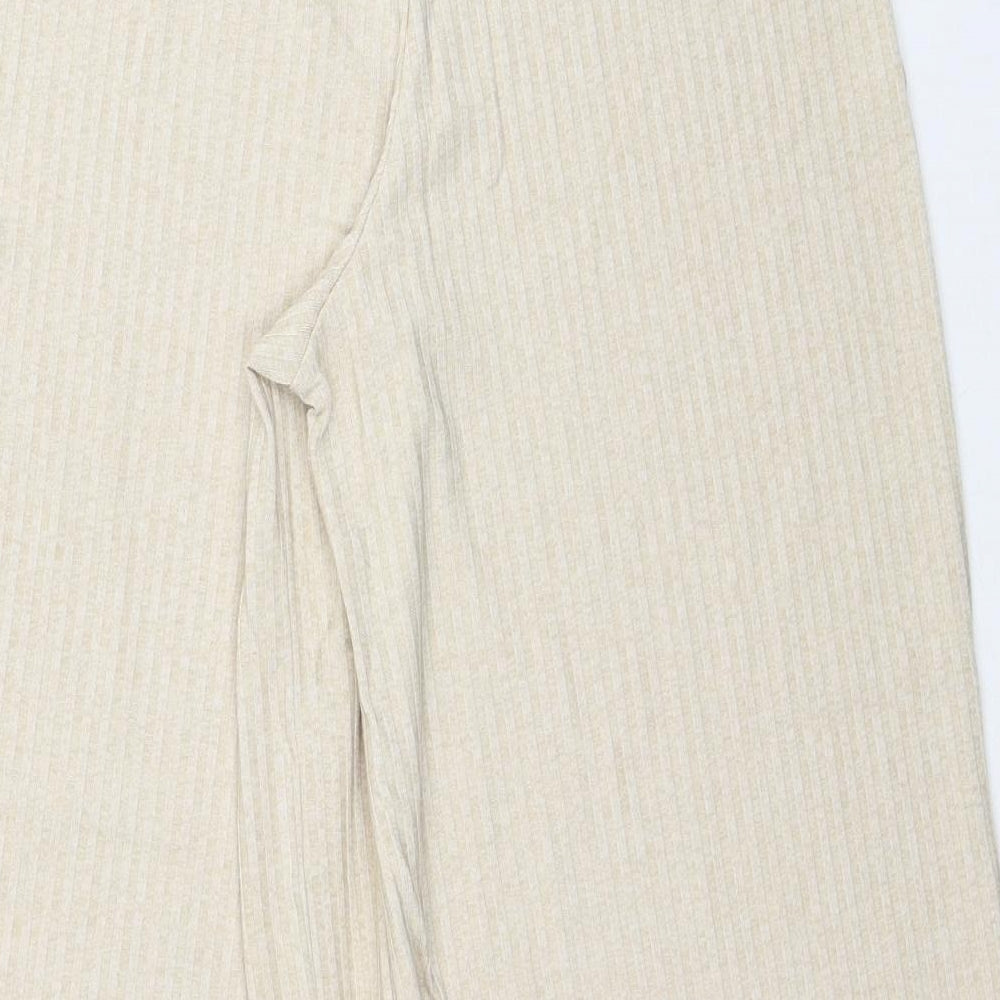 Stradivarius Womens Beige Polyester Trousers Size L Regular