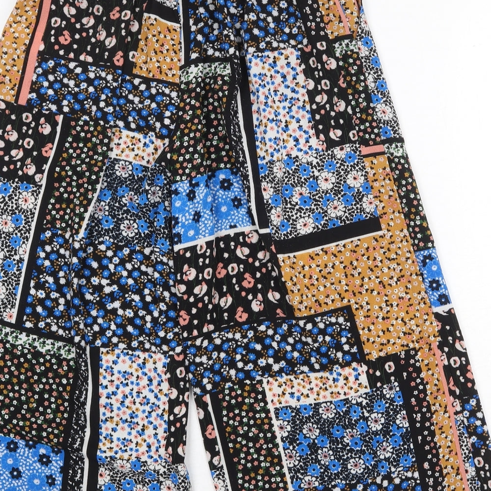 Primark Womens Multicoloured Floral Polyester Trousers Size 8 Regular Tie