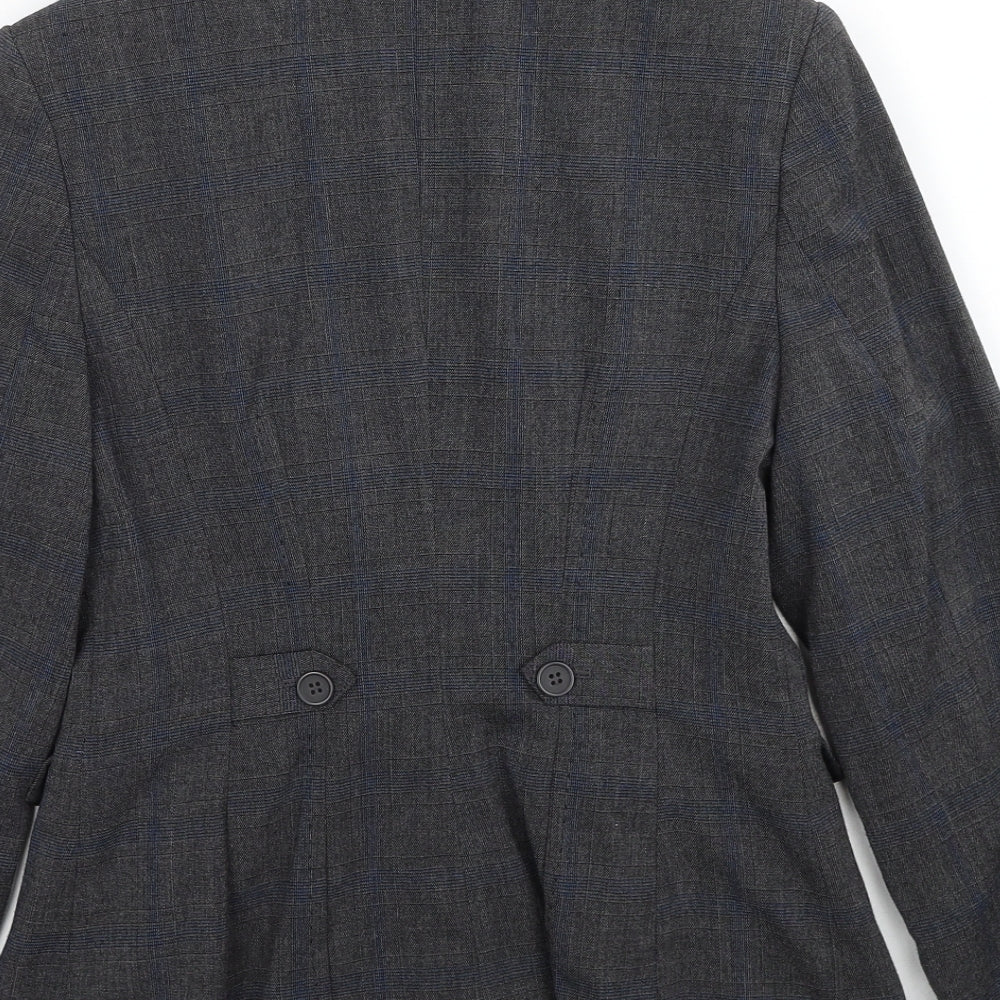 NEXT Womens Grey Plaid Polyester Jacket Blazer Size 8