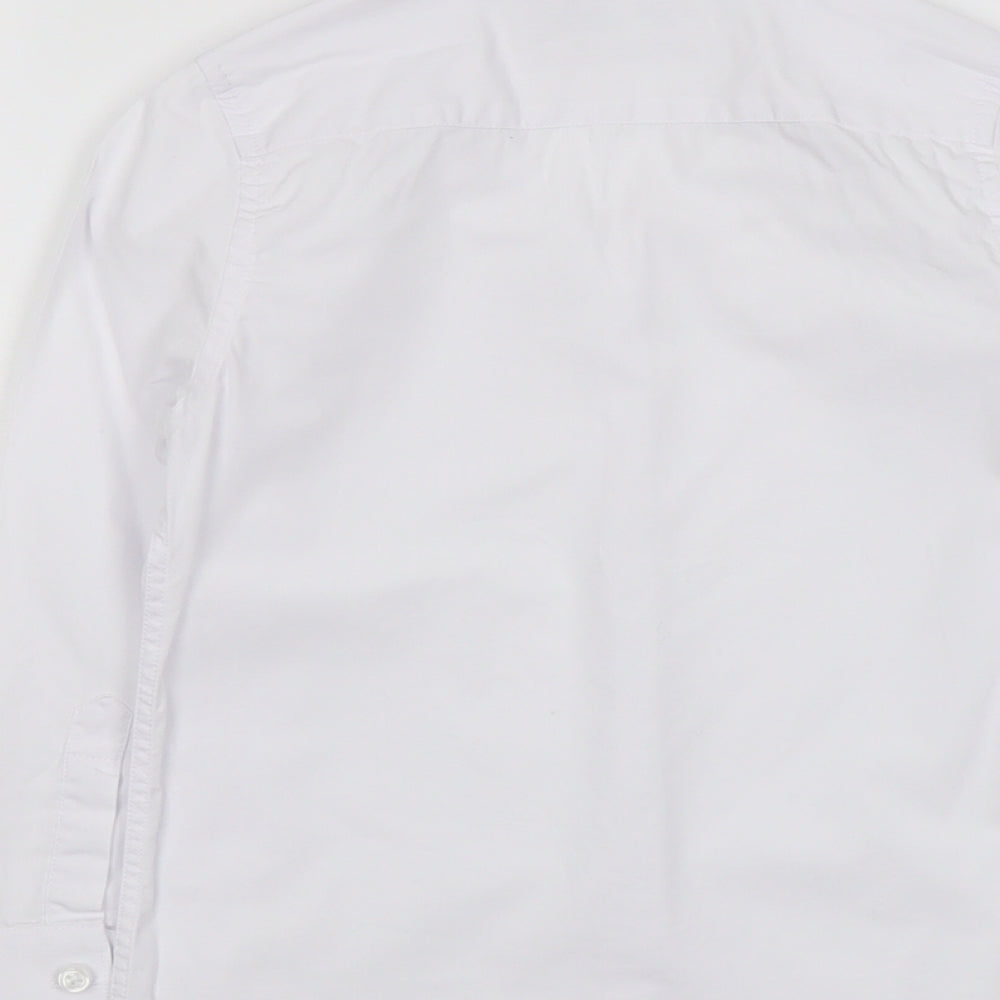Marks and Spencer Boys White Cotton Basic Button-Up Size 7-8 Years Collared Button