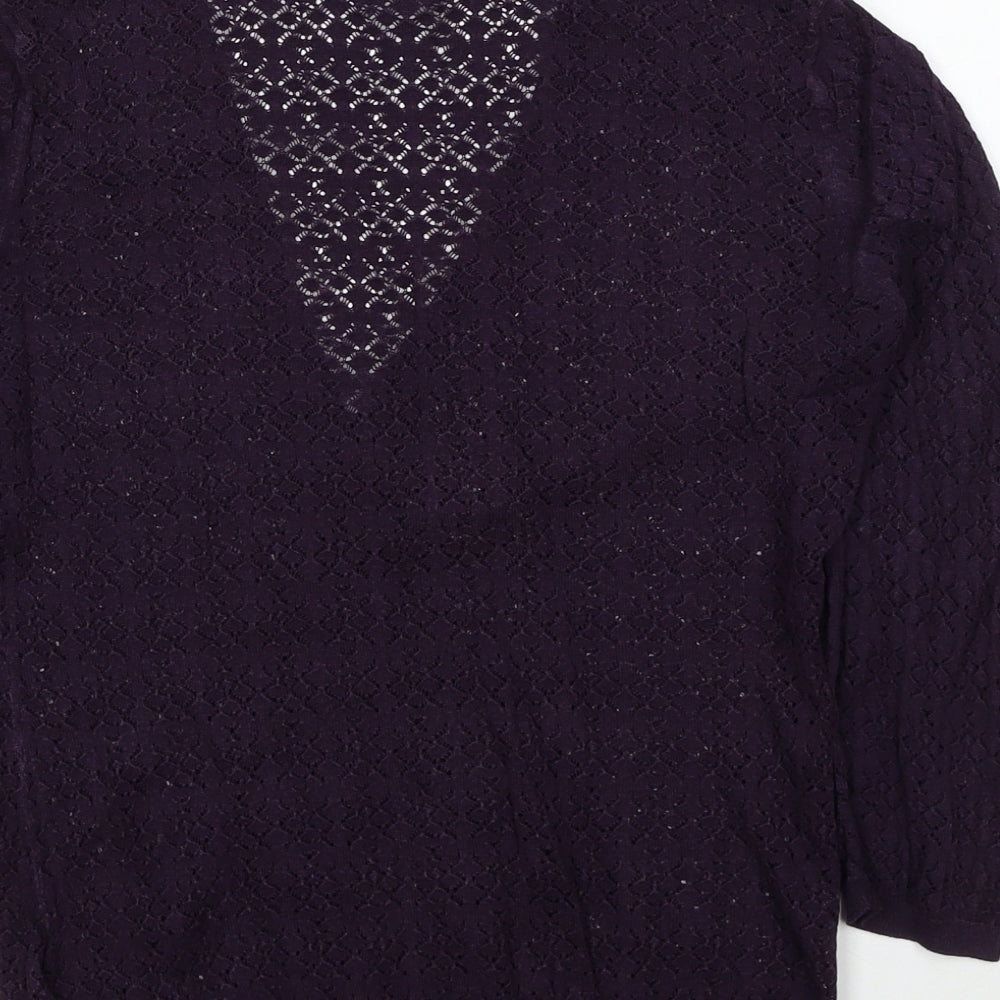 H&M Womens Purple V-Neck Cotton Cardigan Jumper Size M