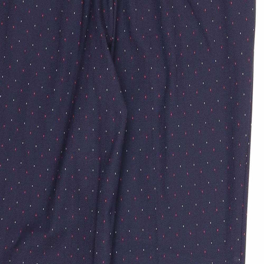 Marks and Spencer Womens Blue Geometric Polyester Chino Trousers Size 10 Slim Zip