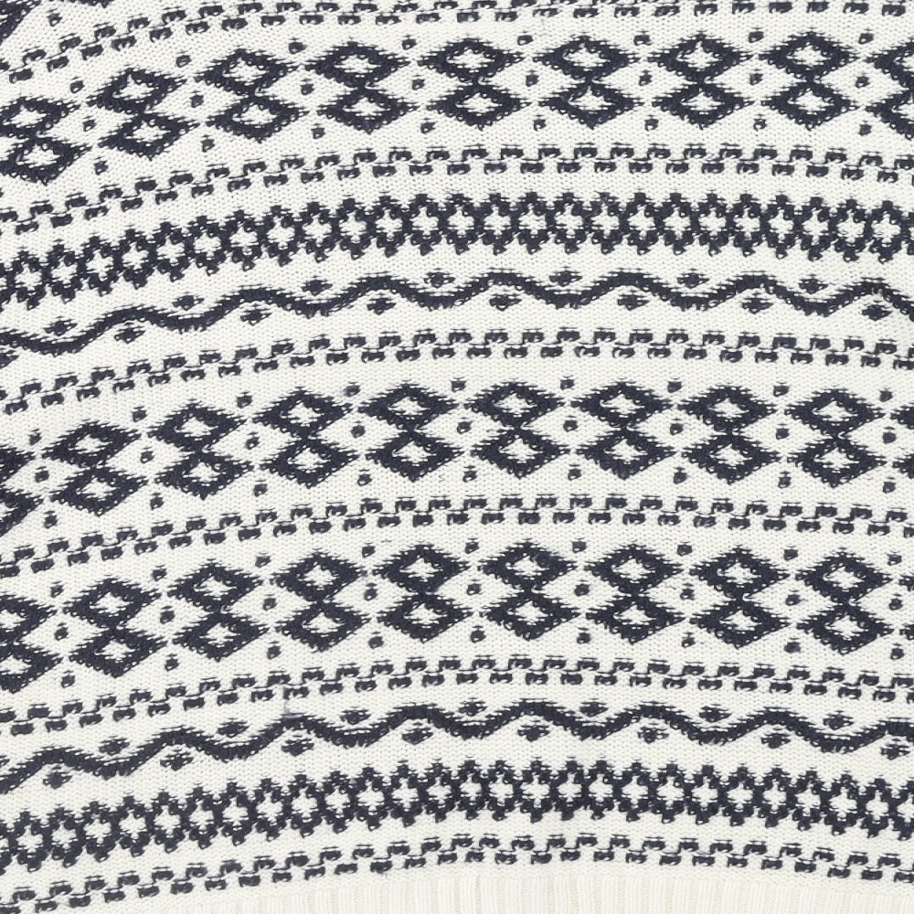 Falmer Womens Ivory Round Neck Geometric Acrylic Pullover Jumper Size 16