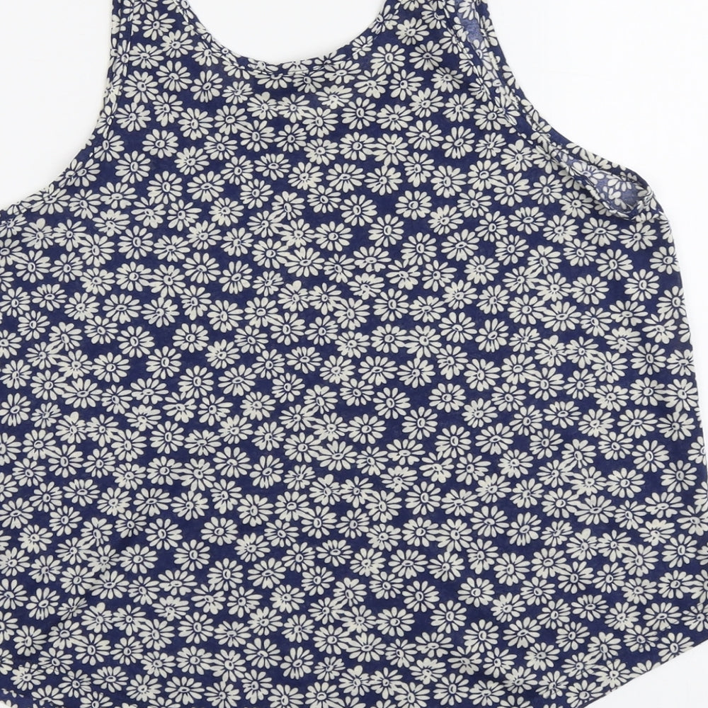 Atmosphere Womens Blue Floral Polyester Basic Tank Size 12 Scoop Neck