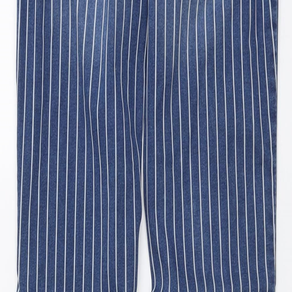 C&A Girls Blue Striped Cotton Skinny Jeans Size 14 Years Regular Button