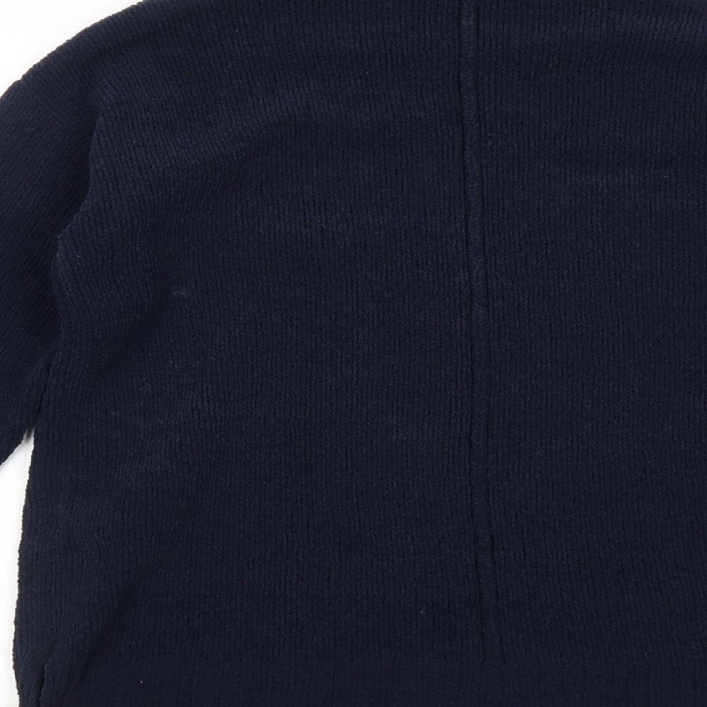 Marks and Spencer Womens Blue Mock Neck Polyester Pullover Jumper Size M