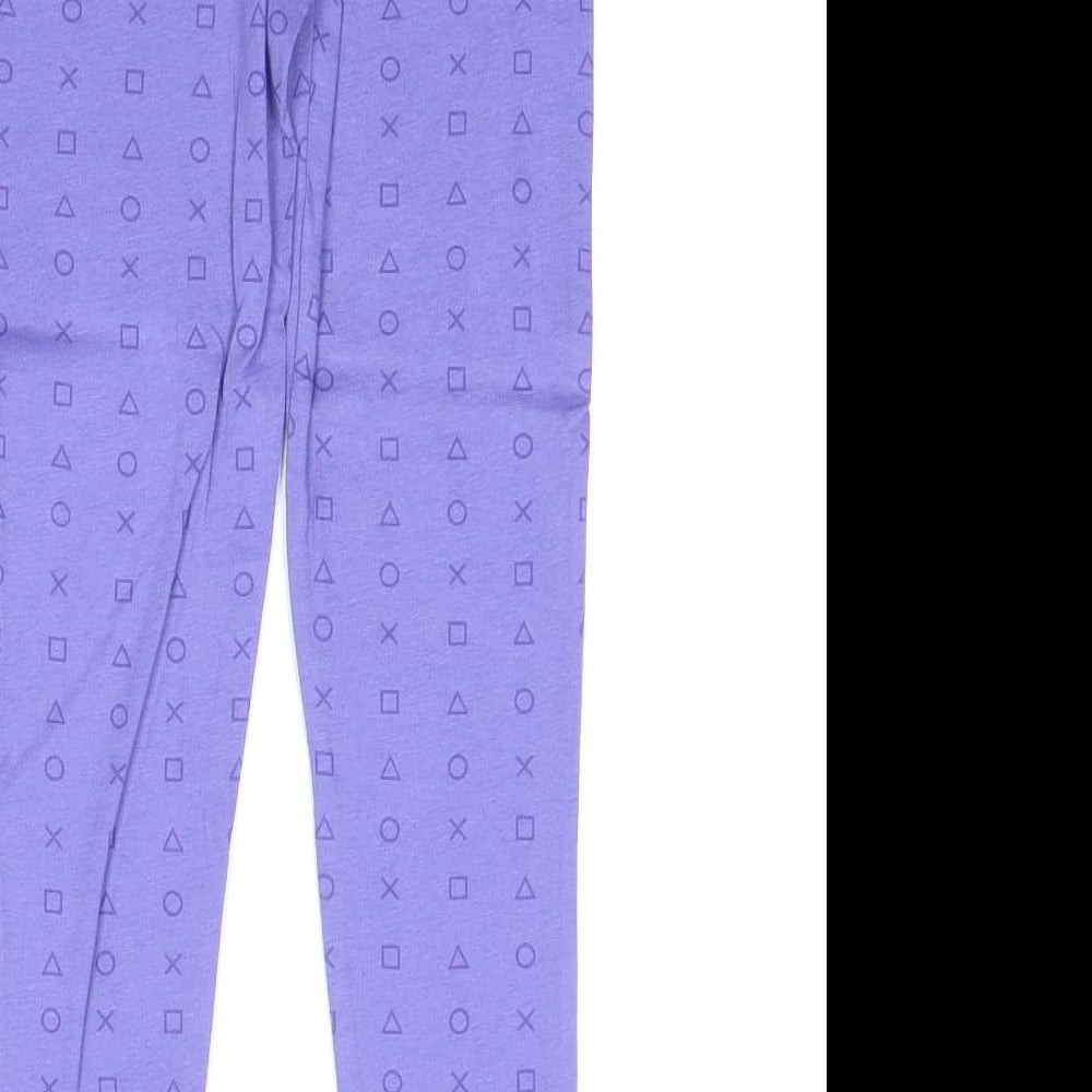 PlayStation Girls Purple Geometric Cotton Jogger Trousers Size 6-7 Years Regular Pullover - Leggings