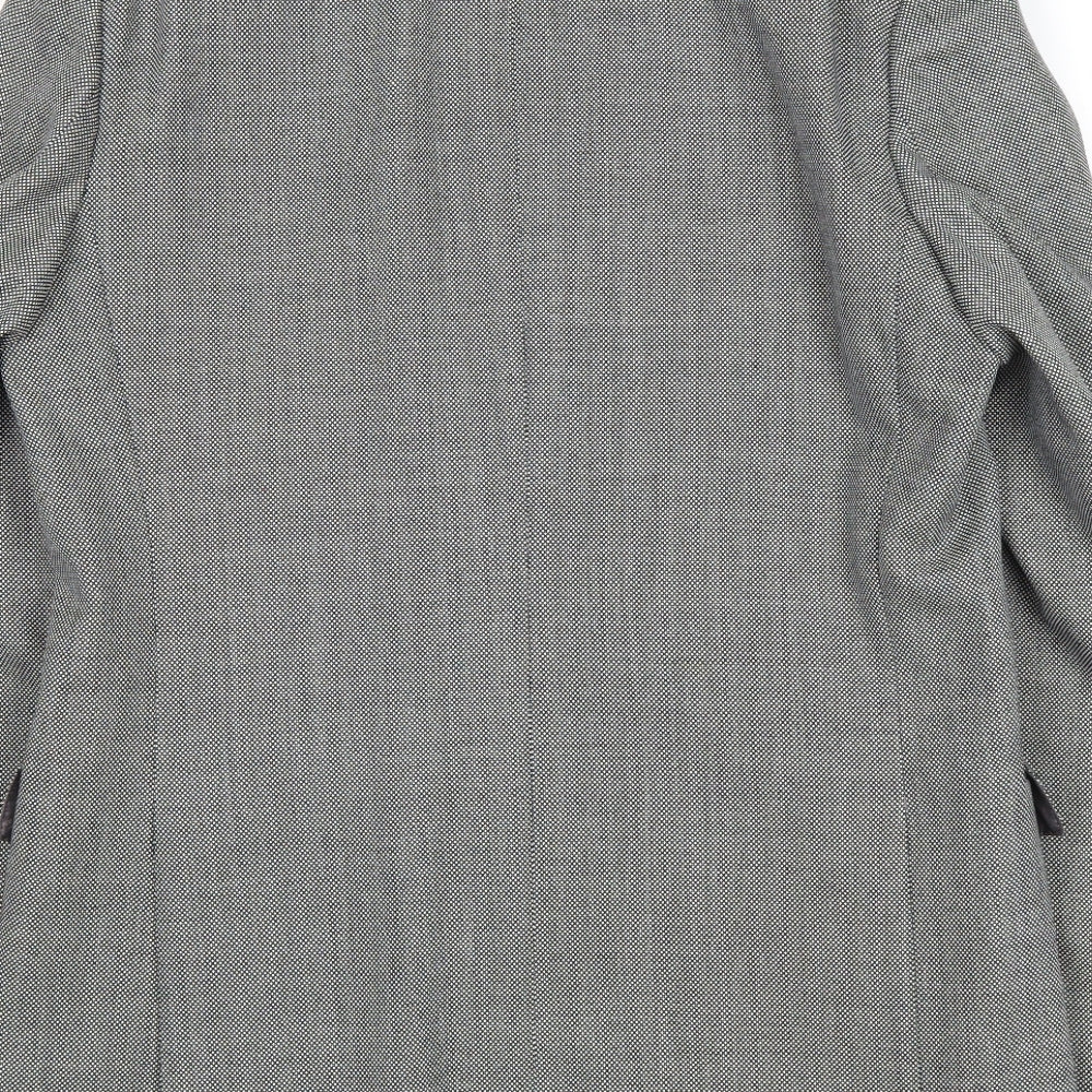 VARTEKS Mens Grey Geometric Polyester Jacket Suit Jacket Size 40 Regular