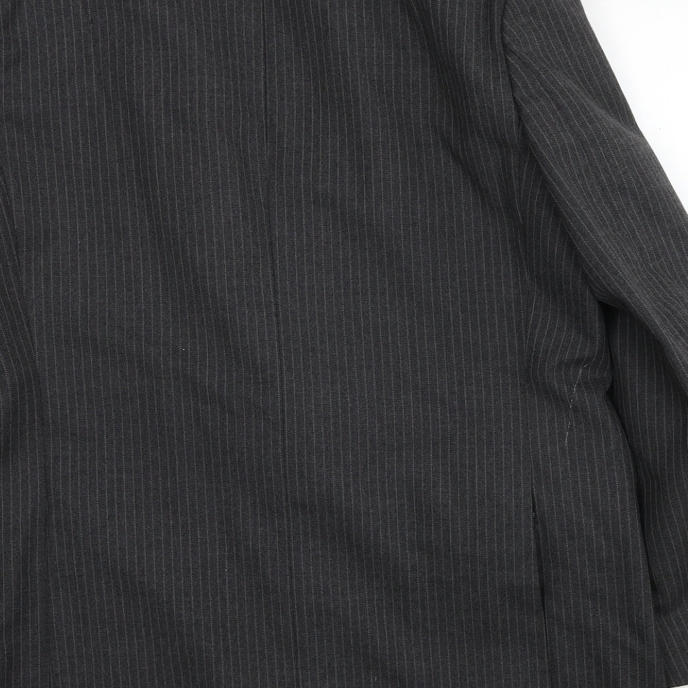 Marks and Spencer Mens Grey Striped Polyester Jacket Suit Jacket Size 46 Regular