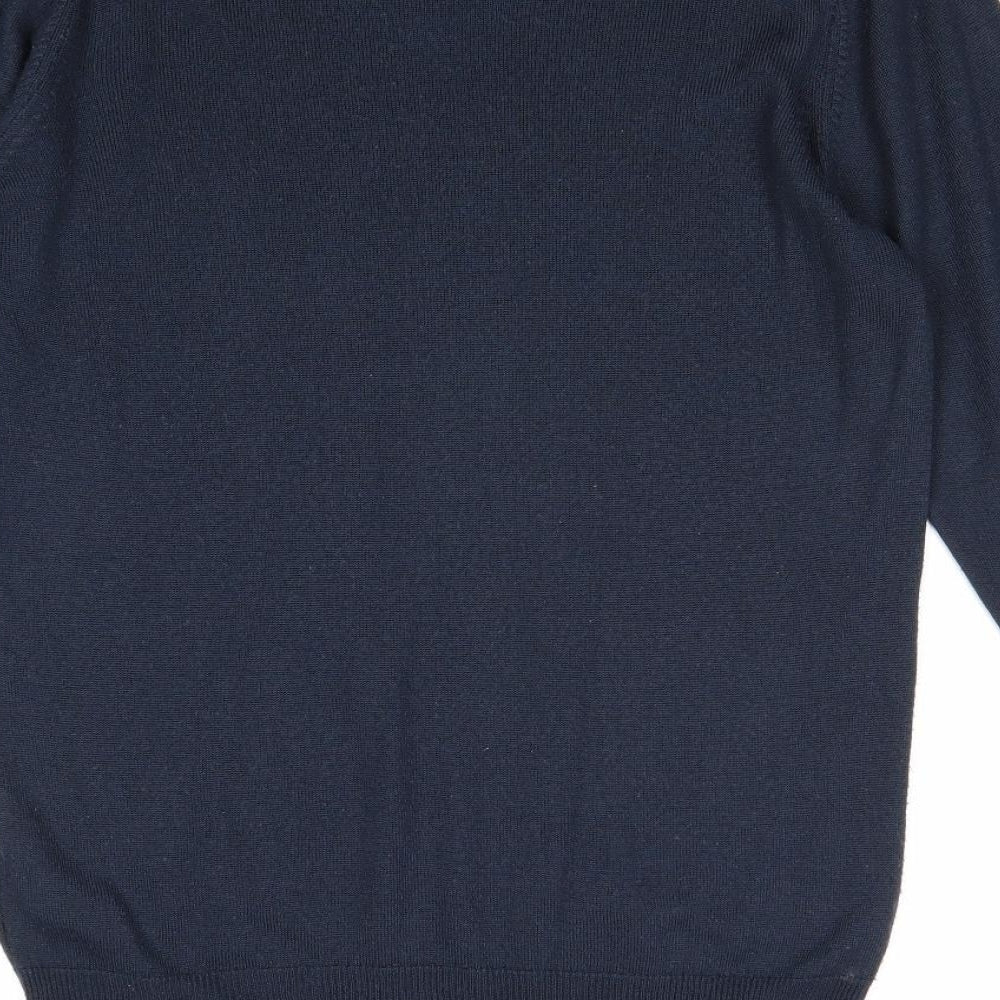 Marks and Spencer Womens Blue V-Neck Acrylic Pullover Jumper Size S