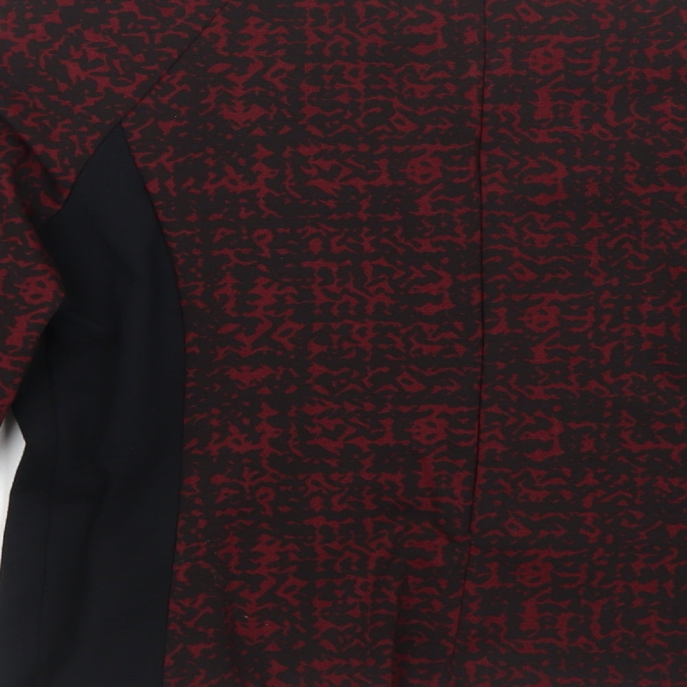 Marks and Spencer Womens Red Geometric Polyester Basic Blouse Size 10 Round Neck