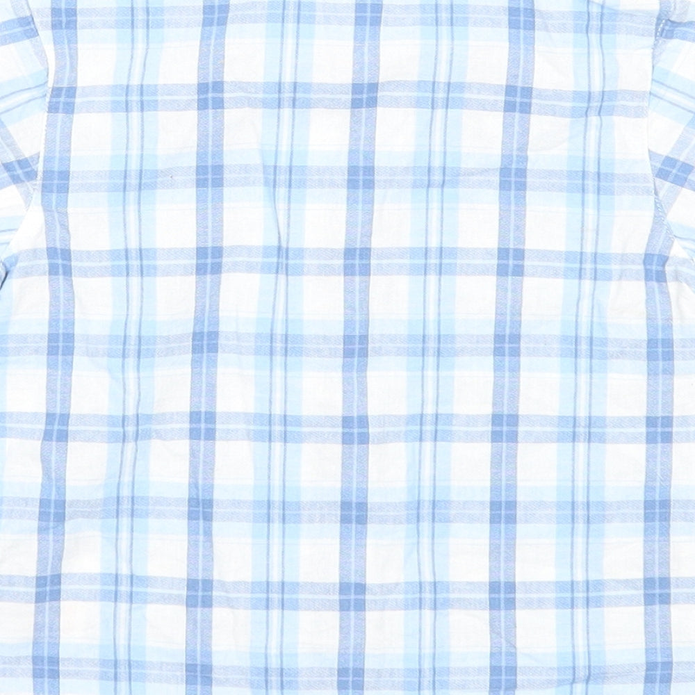 George Boys Blue Plaid Cotton Basic Button-Up Size 6-9 Months Collared Button