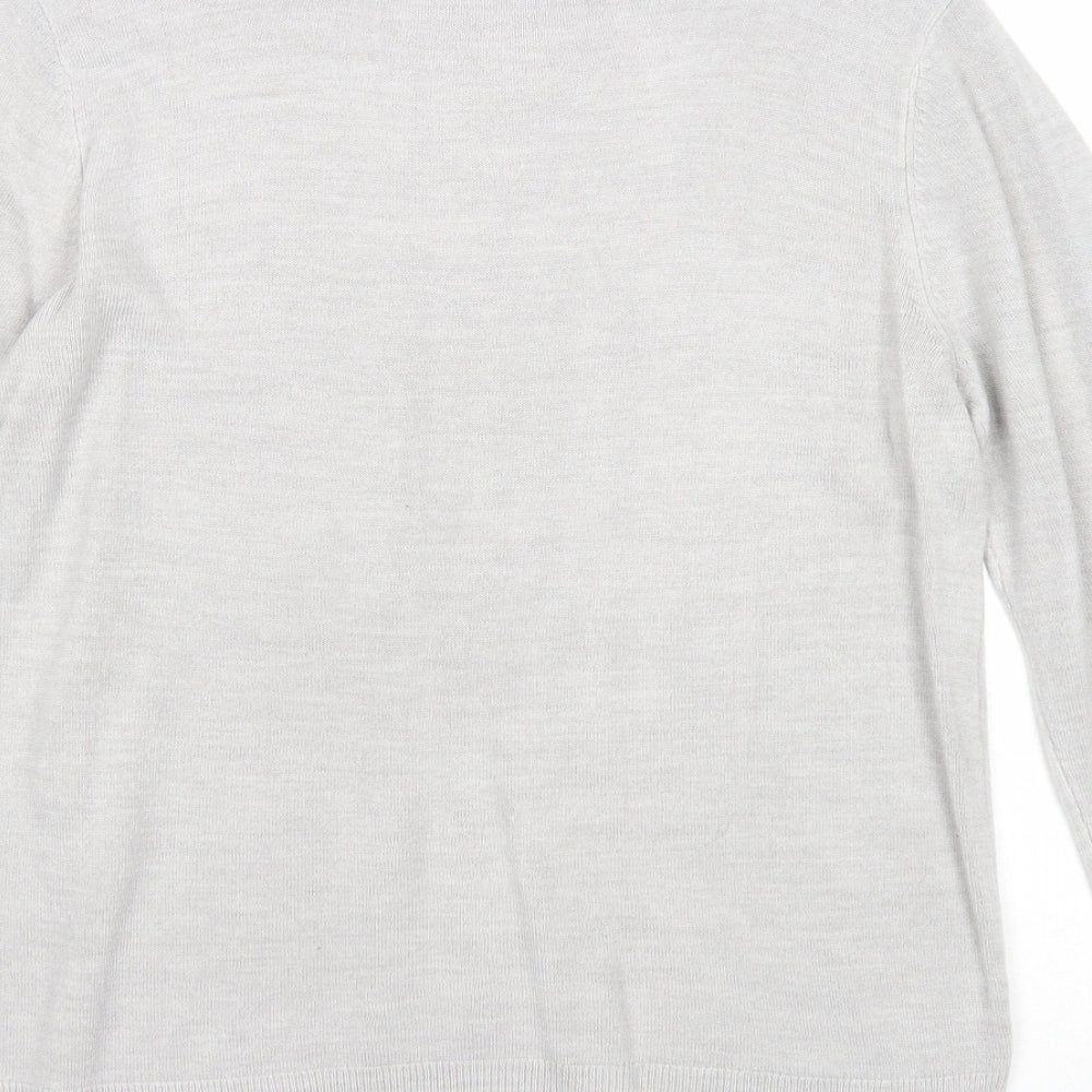 Marks and Spencer Womens Grey Boat Neck Acrylic Pullover Jumper Size 14
