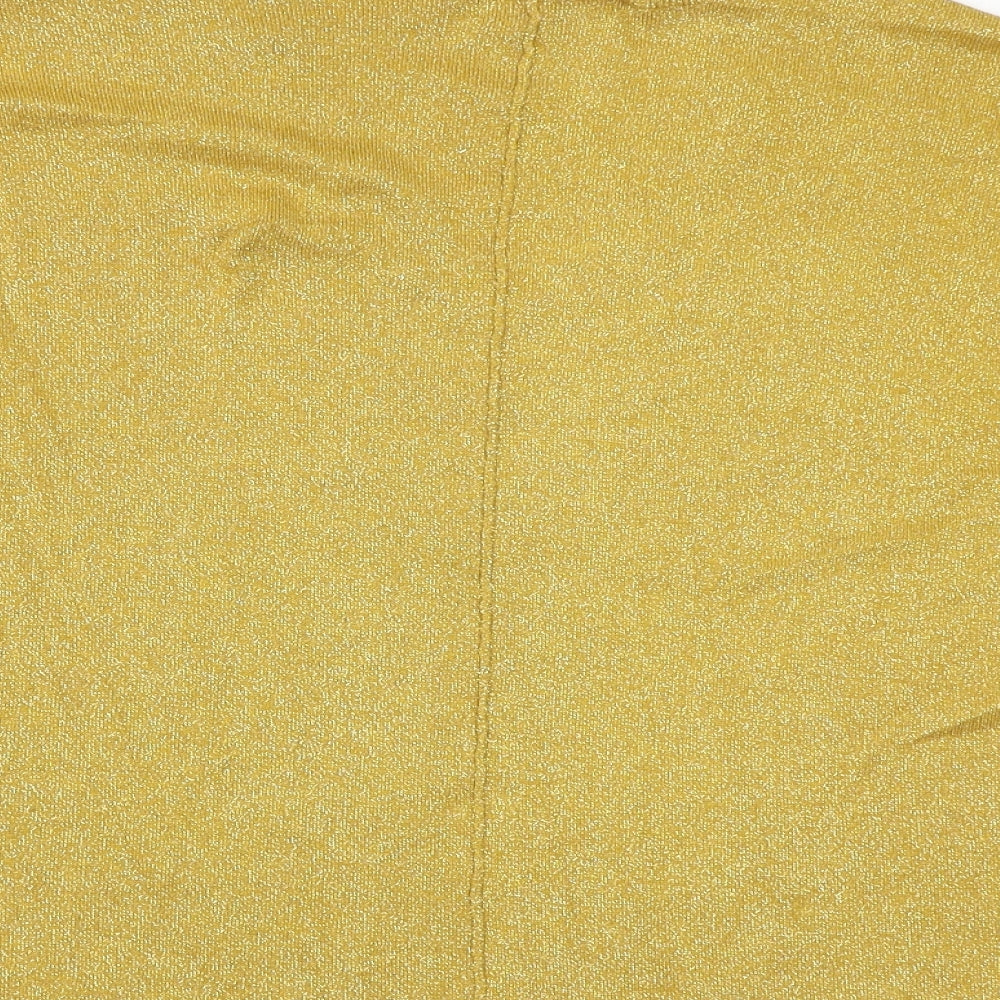 F&F Womens Gold V-Neck Viscose Pullover Jumper Size 8