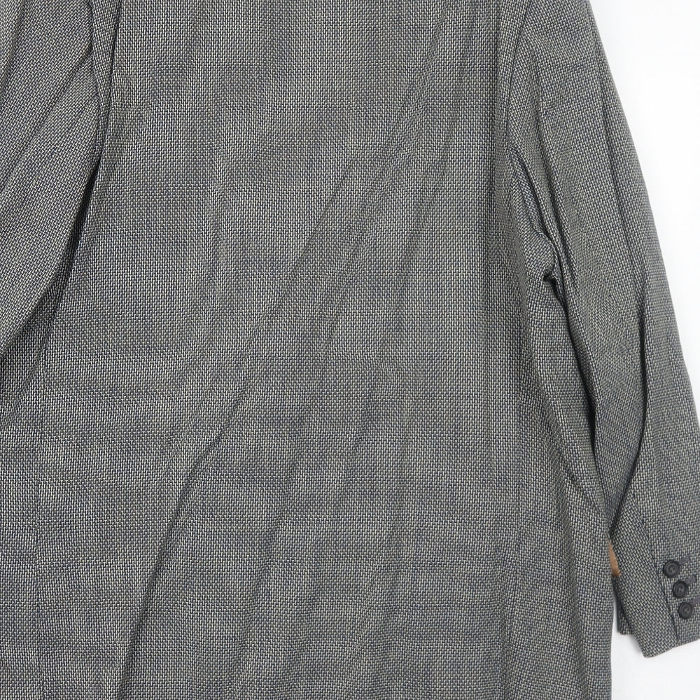 Bernard Gross Mens Grey Polyester Jacket Blazer Size 46 Regular