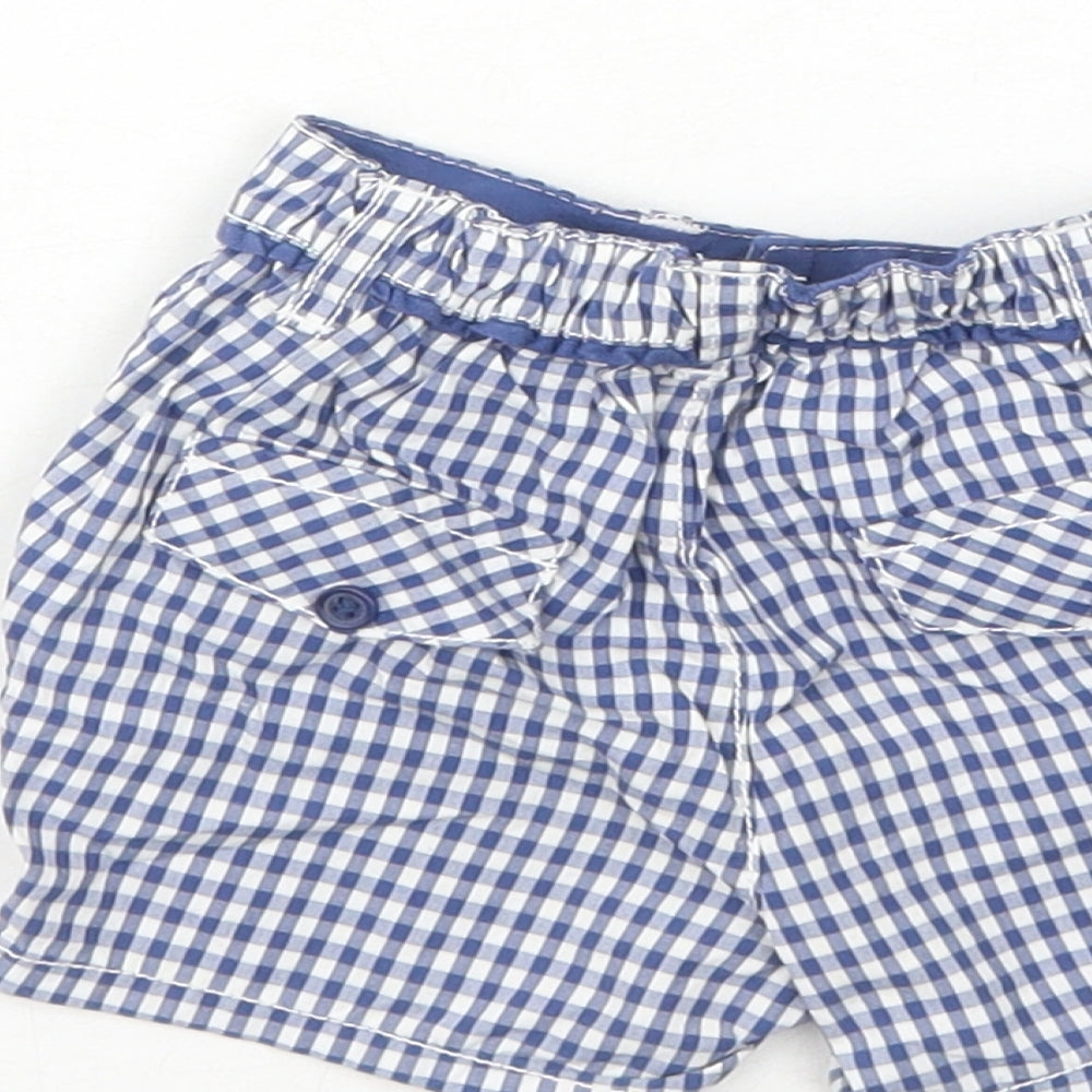 Mini Club Baby Blue Geometric Cotton Cropped Trousers Size 0-3 Months Button