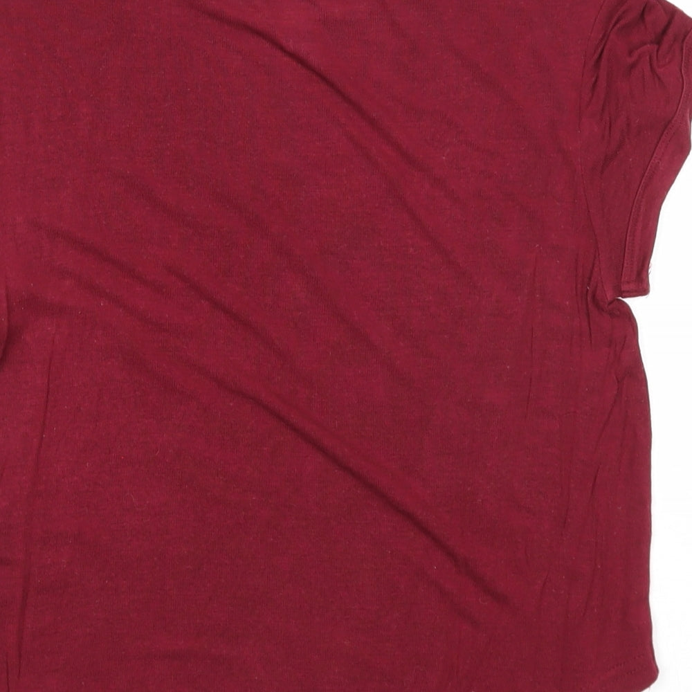 Divided Womens Purple Viscose Basic T-Shirt Size XS Round Neck - Move On Dream Big