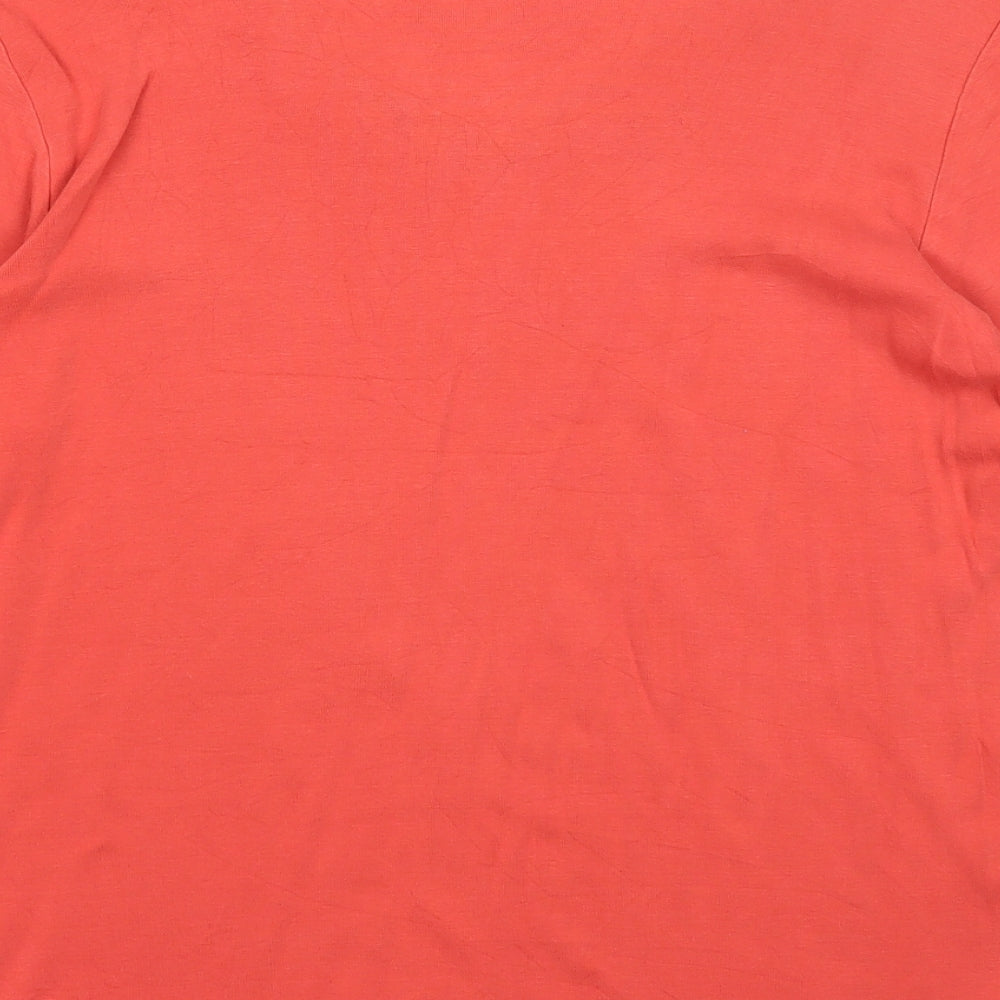 Iz Womens Red Cotton Basic T-Shirt Size M V-Neck