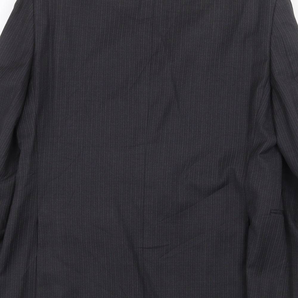 Marks and Spencer Mens Grey Striped Wool Jacket Suit Jacket Size 40 Regular