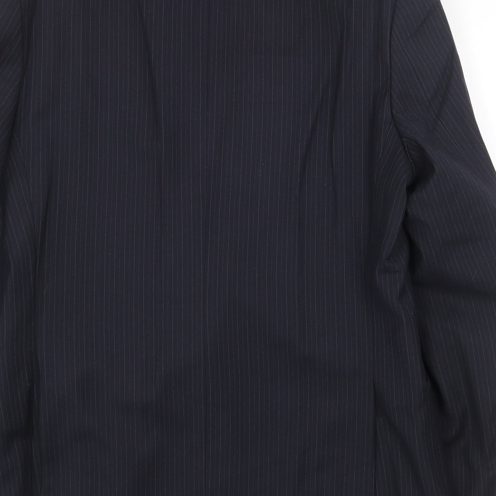 Marks and Spencer Mens Blue Striped Polyester Jacket Suit Jacket Size 40 Regular