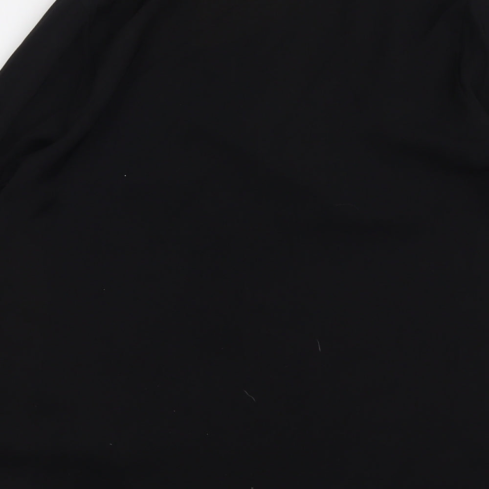 Papaya Womens Black Polyester Basic Blouse Size 10 Round Neck