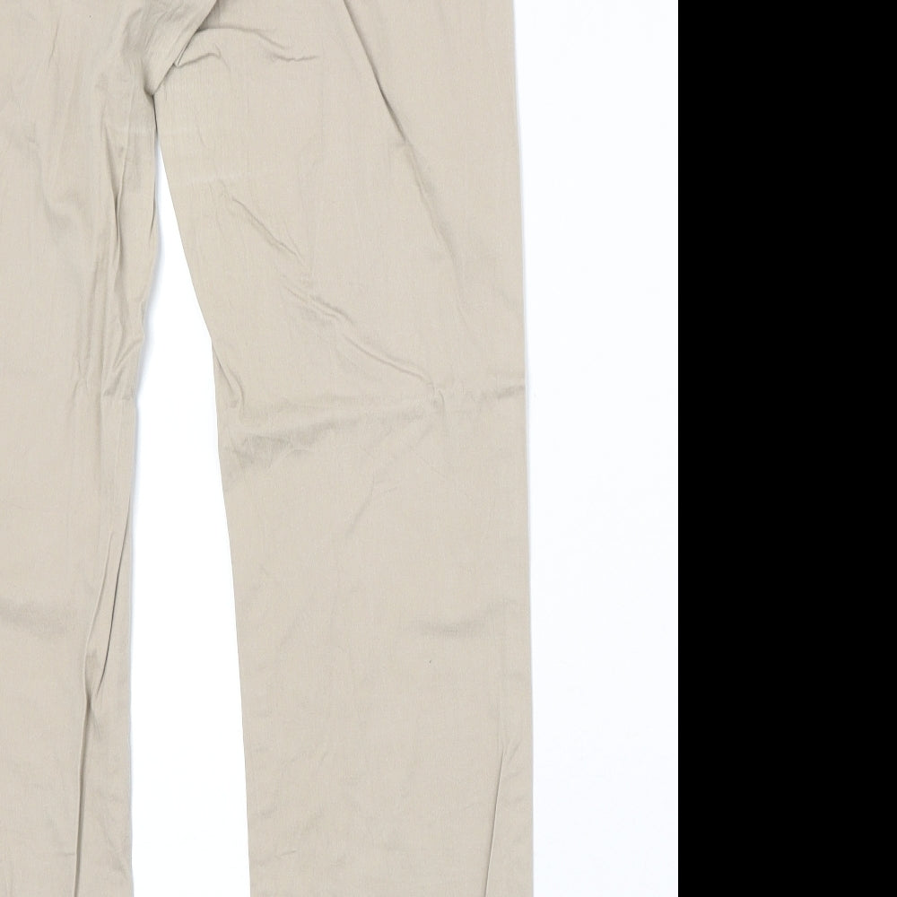 Up Fashion Womens Beige Cotton Straight Jeans Size 30 in Regular Zip