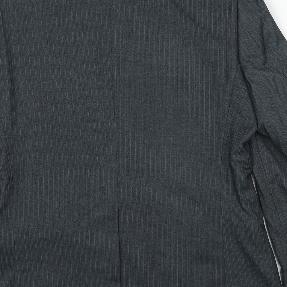 Butler and webb Mens Grey Striped Polyester Jacket Suit Jacket Size 36 Regular