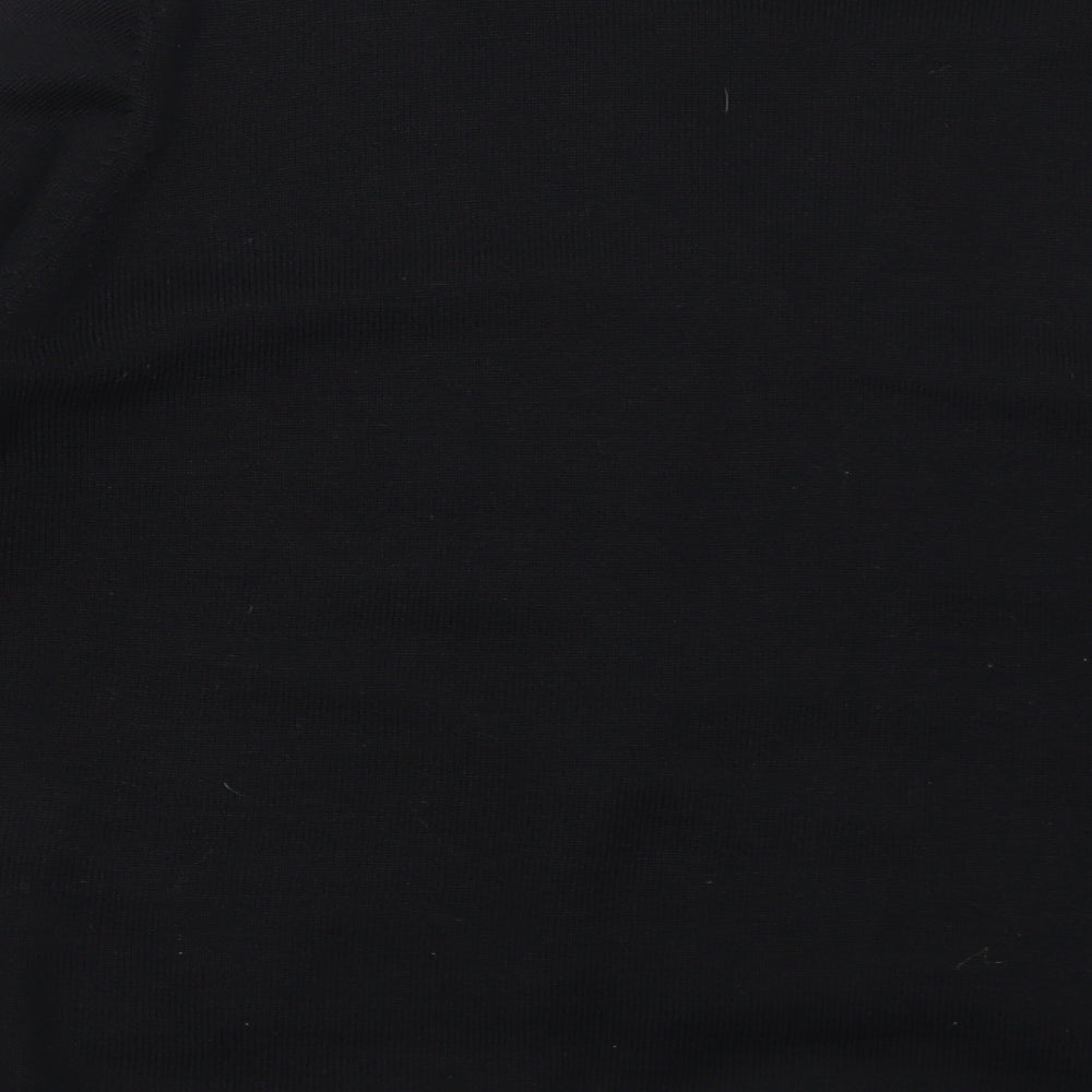 Debbie Morgan Womens Black V-Neck Floral Acrylic Cardigan Jumper Size S