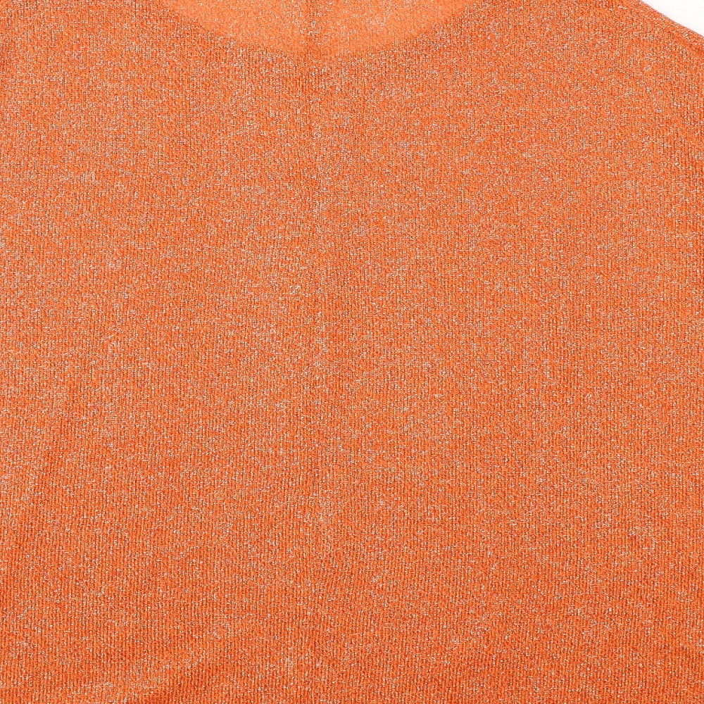 NEXT Womens Orange Viscose Basic Blouse Size 16 Boat Neck - Cold Shoulder